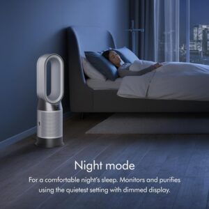 Dyson Hot+Cool HP10 Air Purifier in a room context. Dimensions are 9.84"D x 9.84"W x 30.2"H